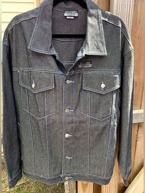 Vintage Iceberg Black Denim Jacket 38 Fits M/3XL Deadstock 90s